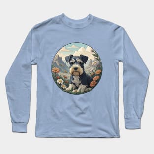 Mini Schnauzer Field Of Flowers Long Sleeve T-Shirt